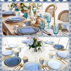 Mimorou 338 Pcs Dusty Blue Plates Napkins Cups Flatware Set - Image 6