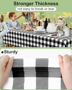 Smiry 12 Packs Gingham Disposable Table Cloth, 54 x 108 Inch Waterproof Plastic Tablecloth, Rectangle Black and White Checkered Table Covers for Picnic, Birthday, Party - Image 3