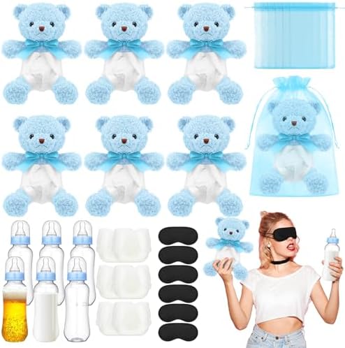 6 Sets Bottle Chug Baby Shower Games Blue Bear by Yearntown