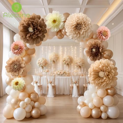 Alecono 9 Pcs Giant Paper Flowers Decorations for Wall (24", 20", 14") - Image 4