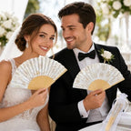 Vercraft 25 Sets Gold Floral Folding Fans, Wedding Favors for Guests - Image 3