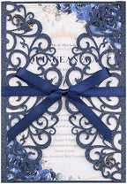 50PCS Custom Wedding Invitations with Envelopes and RSVP Cards by Mabbcoo