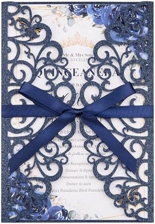 50PCS Custom Wedding Invitations with Envelopes and RSVP Cards by Mabbcoo