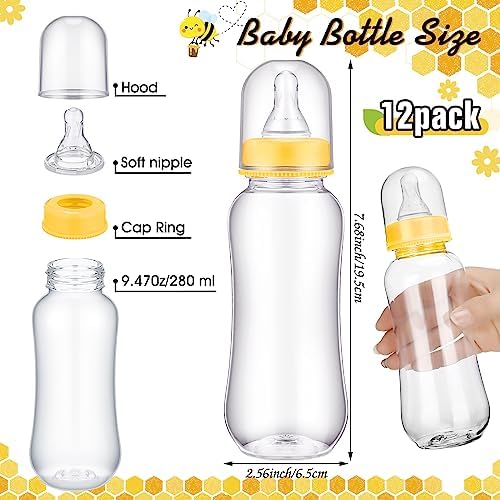 Trelaco 12 Pcs Honeycomb Baby Shower Games Bottle Chug Bee Wooden Sign Set - Image 4