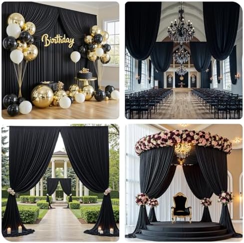 10x12 ft Black Backdrop Curtains for Weddings Parties, Birthdays and Photos - Image 6