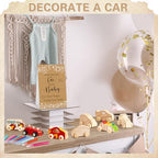 Hiboom 75 Pcs Baby Shower Wood DIY Print Car Set, Brown, Simple Drawing - Image 6