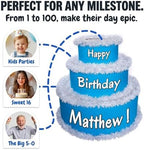 Anderson’s Lifesize Personalized Blue and White Surprise Birthday Pop‑Out Faux Cake, Jumbo Celebration Prop for Milestones, Thmed Parities, Photos, Reveals, and Party Fun - Image 4