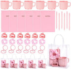 42Pcs Baby Shower Prizes for Game Winners, Baby Shower Guests Favor Set with Scrunchies Ceramic Mug Hair Claw Mirror Pen A6 Notebook Gift Bag for Wedding Bridal Showers Favor (Pink) by Acellegic