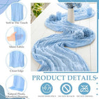 6 Pcs 118" Blue and Brown Cheesecloth Table Runner - Image 6