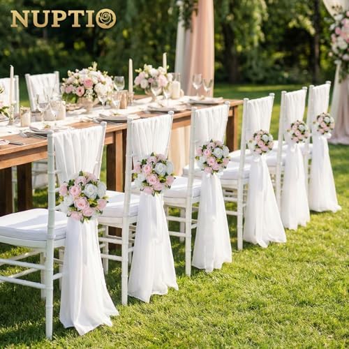 NUPTIO Flower Ball Centerpieces for Tables: Pink & White Artificial Rose - Image 6