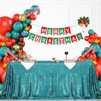Eternal Beauty Teal 72x108 Inch Tropical Beach Sequin Tablecloth - Image 2