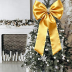 Meseey Giant Satin Bow 27x39 Inch Extra Large Decorative Bow for Christmas Tree Topper,Party,Home Wall,Baby Shower & Birthday Decor（Gold - Image 2