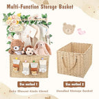 Wisreach Wooden Baby Shower Crate Closet, Foldable Handwoven Storage Basket for Baby Shower Gifts, Welcome Gift Basket for Newborn Boys Girls, Pregnancy Gifts for New Parents - Image 6