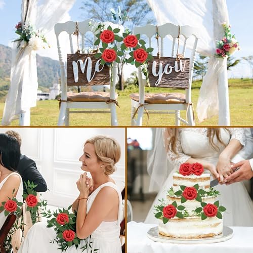Artificial Flowers Realistic Red Roses, 100pcs Real Looking Fake Roses with Stem for DIY Wedding Bouquets Centerpieces Bridal Shower Party Home Romantic Decorations (Red) - Image 5