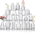 Glass Bud Vase Set of 20, Small Flower Vases, Glass Vases for Centerpieces, Vintage Home Table Decorations Bud Vases (20 Pcs, Clear) by BJONKZ
