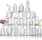 Glass Bud Vase Set of 20, Small Flower Vases, Glass Vases for Centerpieces, Vintage Home Table Decorations Bud Vases (20 Pcs, Clear) by BJONKZ