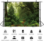 12x6ft Jungle Forest Backdrop Spring Woodland Green Rainforest Photography Background Dirt Road Nature Scenery Birthday Baby Shower Banner Decorations Kids Adults Portrait Photo Booth Prop - Image 5