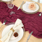 8 Pack Burgundy Red Cheesecloth Table Runner 120 Inch Boho Wedding Decor - Image 5