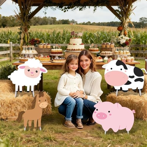 Farm Animals Party Decorations, Large Farm Animals Cardboard Cutouts - Image 6