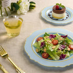 realluck 100PCS Blue and Gold Plastic Plates, Blue Fancy Disposable Plates - Image 3