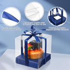 Thenshop 50 Pcs Clear Cupcake Boxes Individual 3.5 Inch, Navy Blue - Image 3