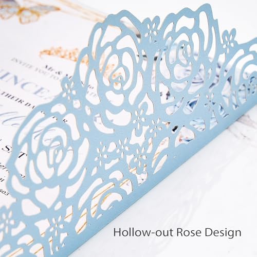 50 Wedding Invitations Butterfly Invitations Pocket with Blank Inner Cards - Image 5