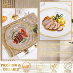 Hioasis 175 Pcs Clear Gold Plastic Plates Wedding & Party - Image 6