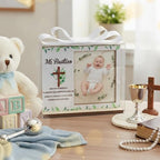 CJiangpo Spanish Baptism Picture Frame - 12 Set Catholic Mi Bautizo Gifts for Baby, Baby Shower Favor Cross Wood Photo Frame with Bows and Clear Plastic Boxes Religious First Communion keepsake - Image 5