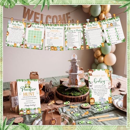 Sherr 424 Pcs Safari Animal Baby Shower Game Decoration, Set 8, 50 Pacifier - Image 6