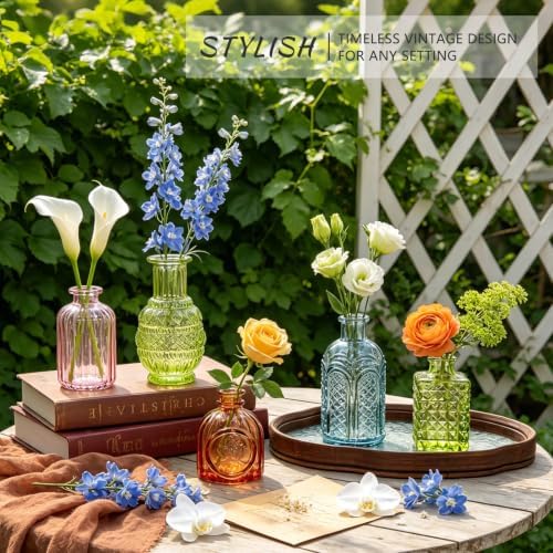 SUPMIND 16P Glass Bud Vases, Mix-Colored Small Flower Vase for Centerpieces - Image 5
