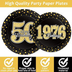 200PCS 50th Theme Birthday Party Tableware Vintage 1976 Party Supplies - Image 3