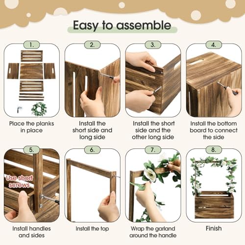 Barydat Wooden Baby Shower Crate Closet Baskets for Baby Shower, Walnut - Image 4