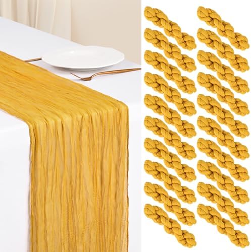 Showgeous 20 Pack Gold Cheesecloth Table Runner, 17 x 108 Inches by Showgeous