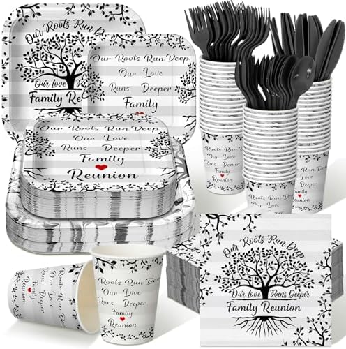 350 Pcs Family Reunion Paper Plates and Napkins Set Serve 50 Guests by Suttmin