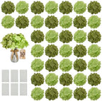 50PCS Green Mix Hydrangea Artificial Flowers with Stronger Bendable Stems by ECCELSO