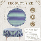 Tudomro Striped Tablecloth, Round, Cobalt, Sky Blue, 60'' X 60'' - Image 2