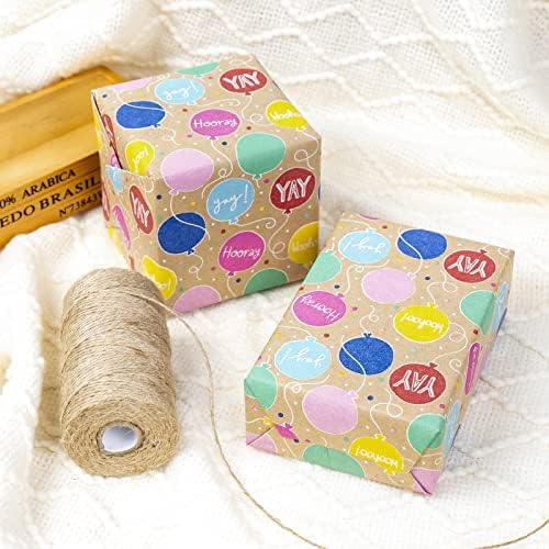RUSPEPA Kraft Wrapping Paper Roll - Balloon Pattern - 24 Inches x 100 Feet - Image 4