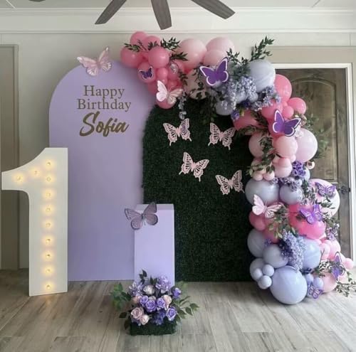 Purple Butterfly Kisses Arch Backdrop Cover Double-Sided Arch Frame Stretchy Cover for Pink Butterfly Birthday Party Girls Baby Shower Decorations (3.3X6.5ft,G-3342) - Image 4