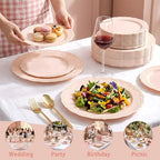 Tinybee 60PCS Pink Plastic Plates - Heavy Duty Pink Disposable Plates - Image 4