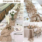 12 Pack Nude Cheesecloth Table Runner 35x120 Inch, Boho Light Brown Cheese Cloth Table Runner Long Tan Gauze Runner for Wedding Party Bridal Baby Shower Holiday Table Decor - Image 5