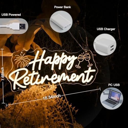 Britrio Happy Retirement Led Neon Light Sign Retirement Party Decoration - Image 3