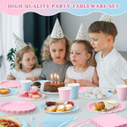 Vyntra 350 Pcs Pink and Blue Paper Plates and Napkins Party Supplies - Image 3