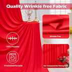 30ft x 10ft Wrinkle Free Red Backdrop Curtain for Parties, 6 Panels 5×10ft Silky Polyester Red Photo Backdrop Drapes Back Drop Cloth for Birthday Theme Party Wedding Photography Background - Image 4