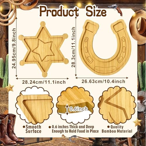 Western Party Decorations Wooden Cowboy Baby Shower Charcuterie Board Trays - Image 3
