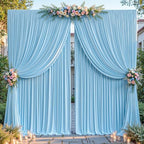 16ftx10ft Wrinkle Free Blue Backdrop Curtain - 10 Feet Photography Backdrop Drapes, Silky Polyester Back Drop Cloth for Wedding Baby Shower Balloon Arch Background by Unknown