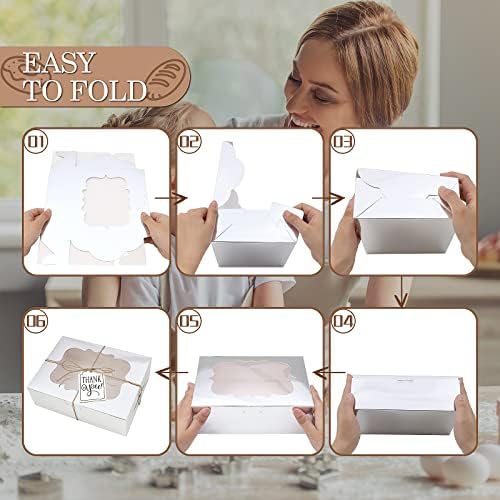 KPOSIYA 65 PCS 8x6x2.5 Inch Cookie Boxes with Window Silver Bakery Boxes Pastry Boxes for Gift Giving, Treat, Dessert, Cupcakes, Chocolate, Strawberries, Donuts, Muffins (5 Style Windows) - Image 4
