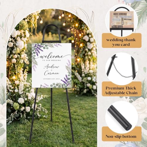 42"-63" Adjustable Black Easel Stand for Sign Heavy Duty Metal Easel with 4 Display Modes 360° Rotating Hooks 4-tier Adjustable Display Stand for Wedding Welcome Sign, Art, Poster, Picture(Classic) - Image 5