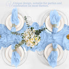 Cloth Napkins Set of 12, 20x20 Inch Light Blue Cheesecloth Napkins Rustic Boho Gauze Dinner Napkin Cloth Washable Elegant Table Napkins for Wedding Party Bridal Baby Shower Table Decor - Image 6