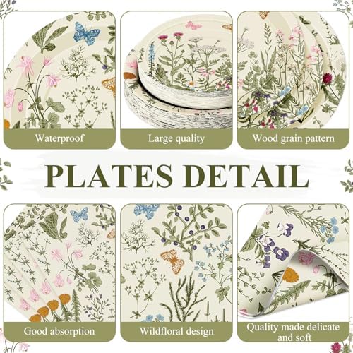 Ziliny Wildflower Party Decorations, Paper Plates Napkins Cups Serve 50 - Image 2