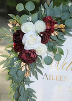 Artificial Burgundy Wedding Arch Flower Floral Swags Set of 2 - Image 3